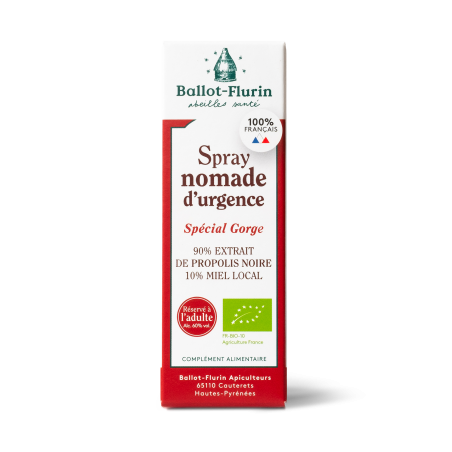 Spray Nomade d'Urgence - Propolis & Miel - 100% Bio et Fr
