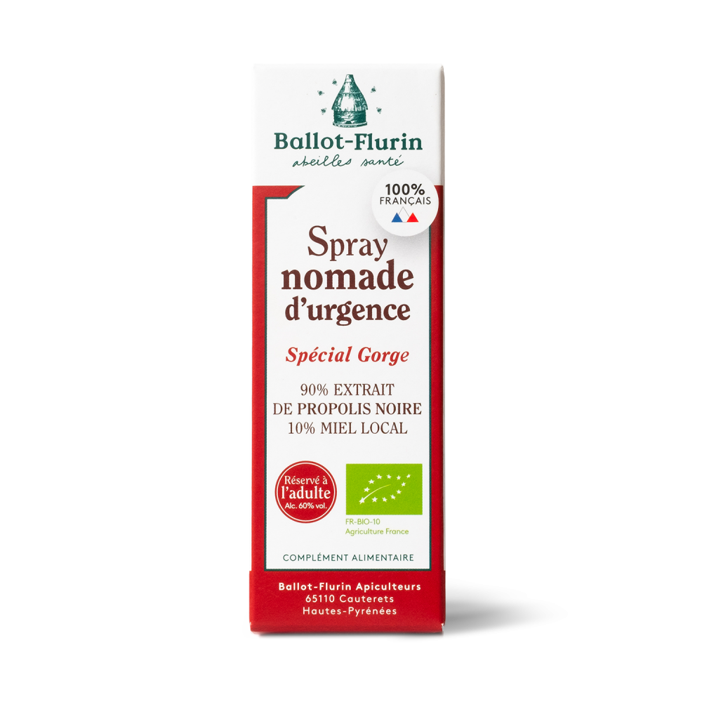Spray Nomade d'Urgence - Propolis & Miel - 100% Bio et Fr